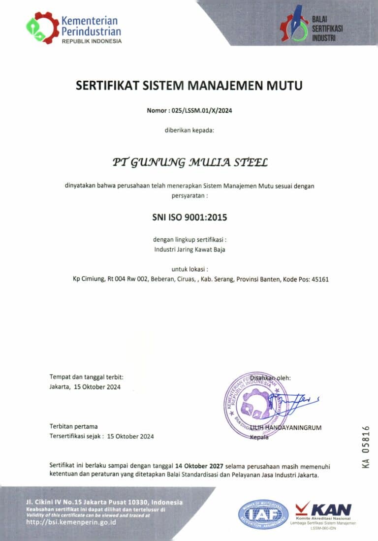Sertifikat Produk Iso PT GMS